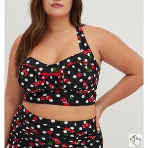Torrid retro chic cherry wireless swim top